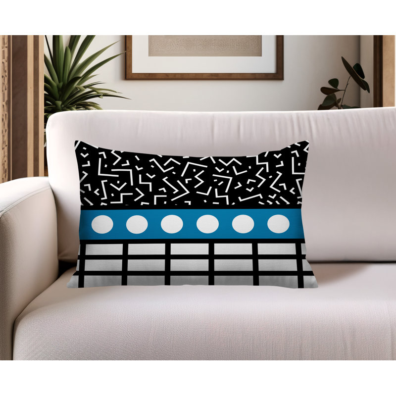 Oreiller rectangulaire réversible intérieur / extérieur Poptik, Rectangulaire H 14 po x l 20 po, Turquoise