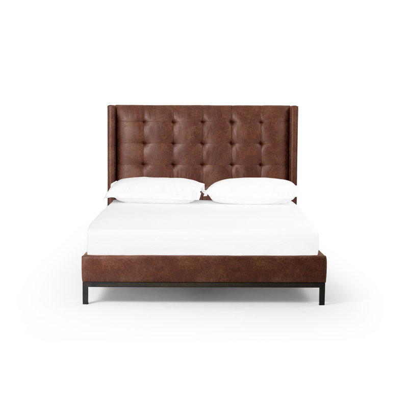 Newhall Upholstered Wingback Bed, Queen