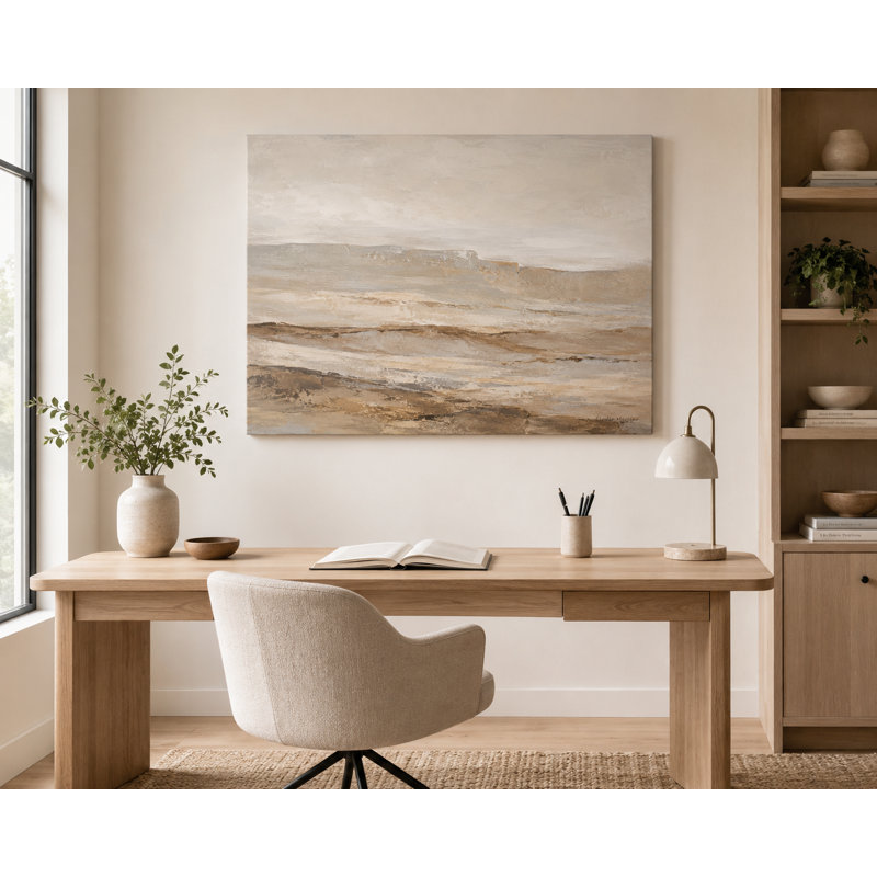 Beige et taupe recouvert de jaune, L 48 po x H 36 po x P 1,5 po