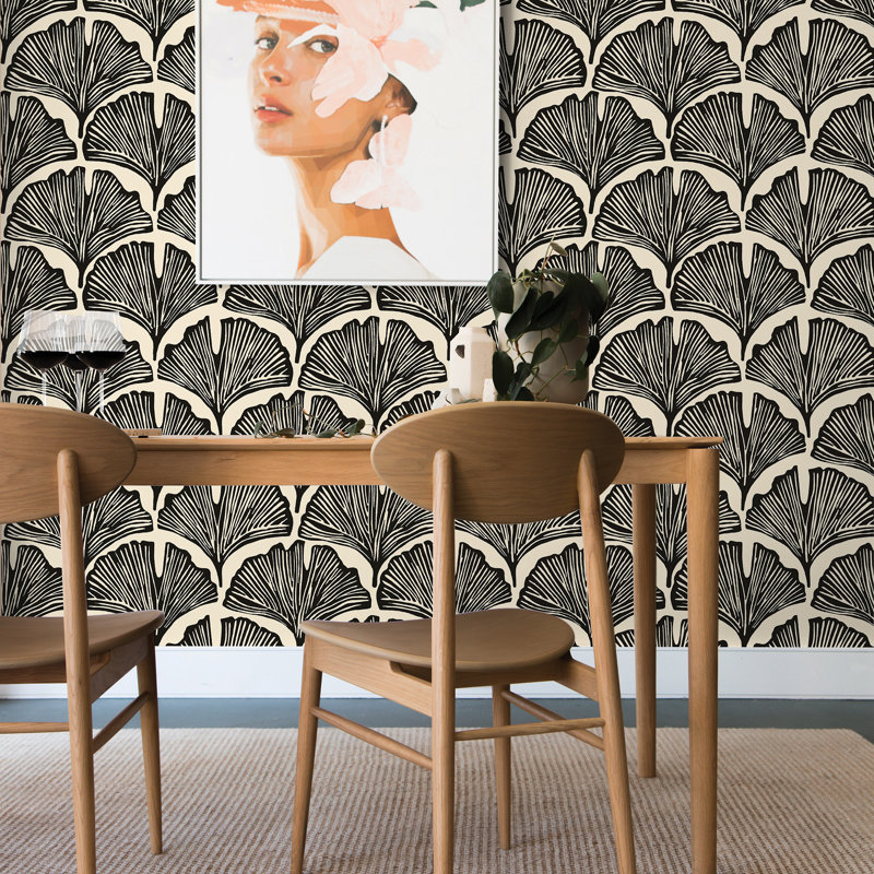 Papier peint auto-adhésif Feather Palm par Novogratz, Palmier noir