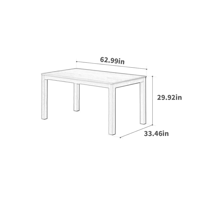 Table de salle à manger, L 33,46 po x L 62,99 po