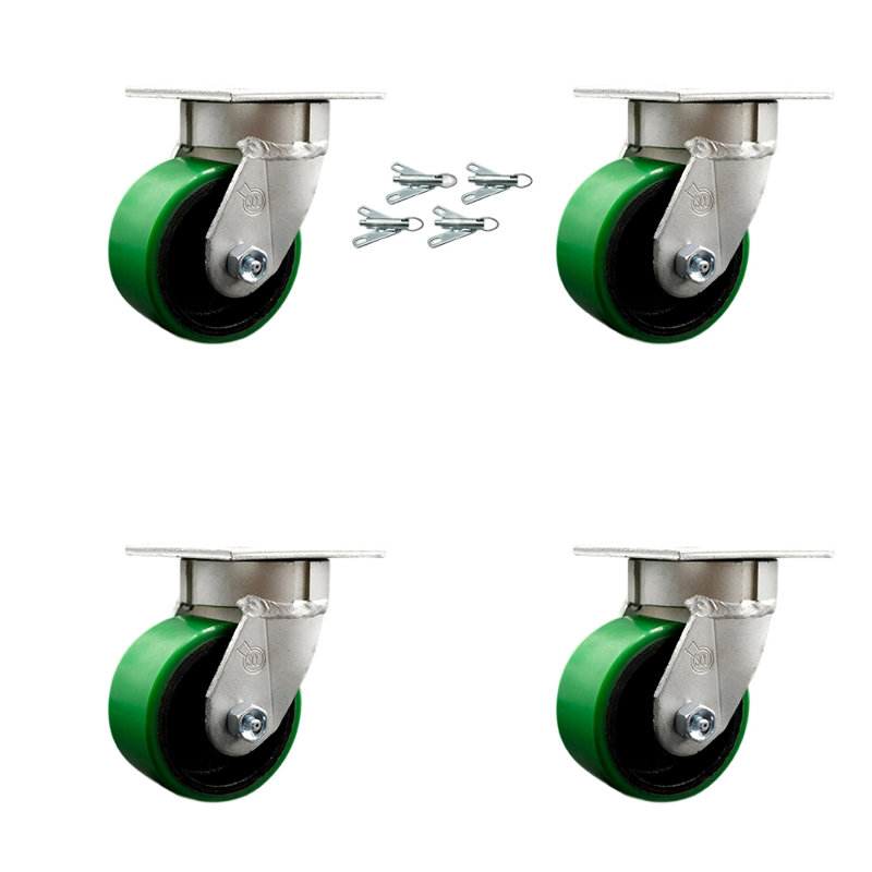 Roulettes pivotantes Kingpinless, Vert