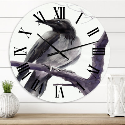 Big Crow On A Branch - Horloge murale traditionnelle