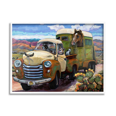 " Dogs Driving Vintage Rustic Truck With Horse Trolley " by CR Townsend
