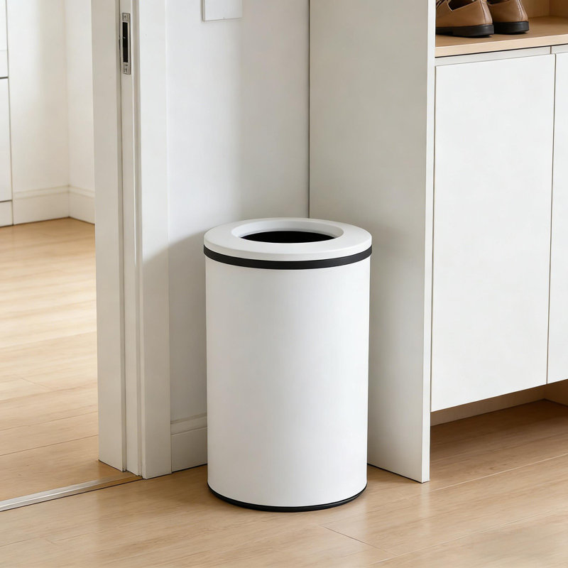 Poubelle à toit ouvert 10,6 gallons / 40 L avec seau intérieur amovible pour la maison et le bureau, Blanc