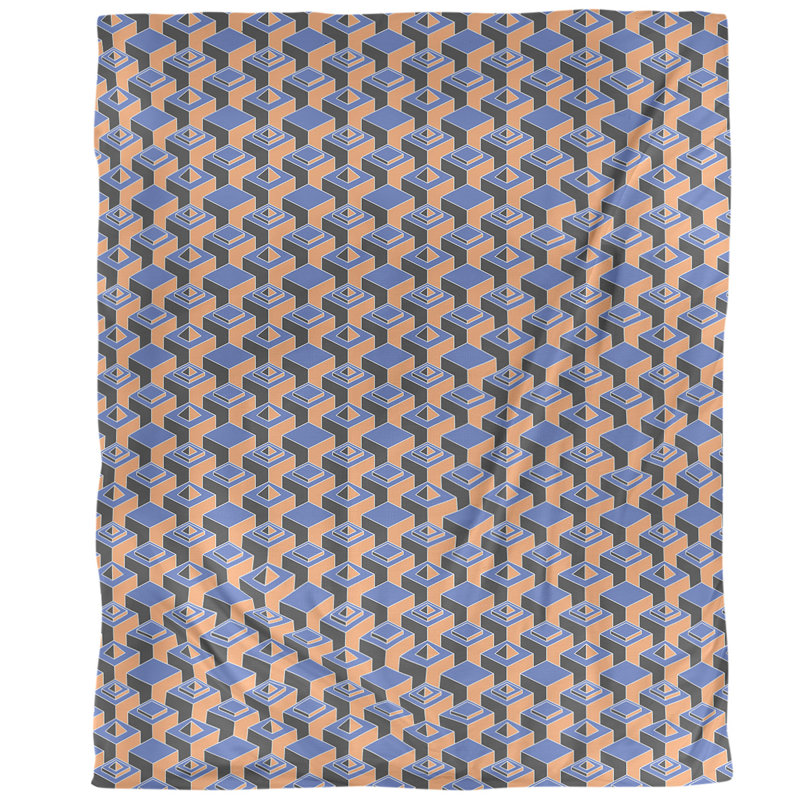 Housse de couette simple à motif de gratte-ciels foncés, Housse de couette pour très grand lit, Bleu/orange, Polyester brossé