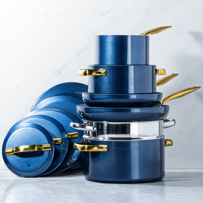 Batterie de cuisine antiadhésive 11 pièces Gotham Steel Modern Collection, Marine