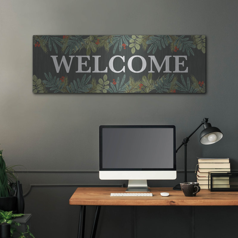  «Holiday Welcome Sign» par House Fenway, art mural en métal, 48 po x 16 po, H 16 po x l 48 po