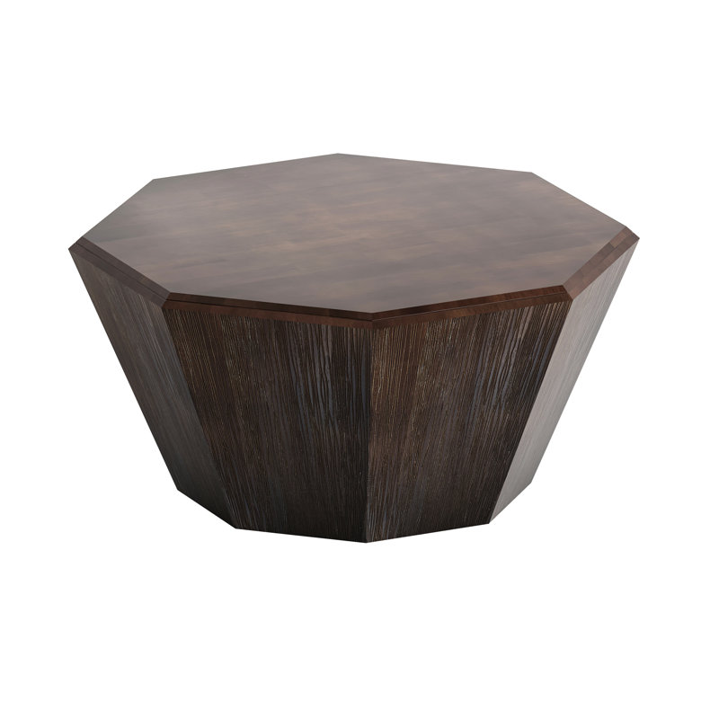 Table basse octogonale en bois d'hévéa noyer noir, table basse, salon et chambre à coucher, Noyer
