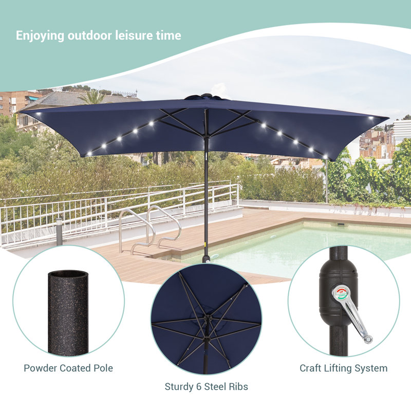 Parasol de marché rectangulaire 10 x 6,5 pi Forontenac, Bleu marine