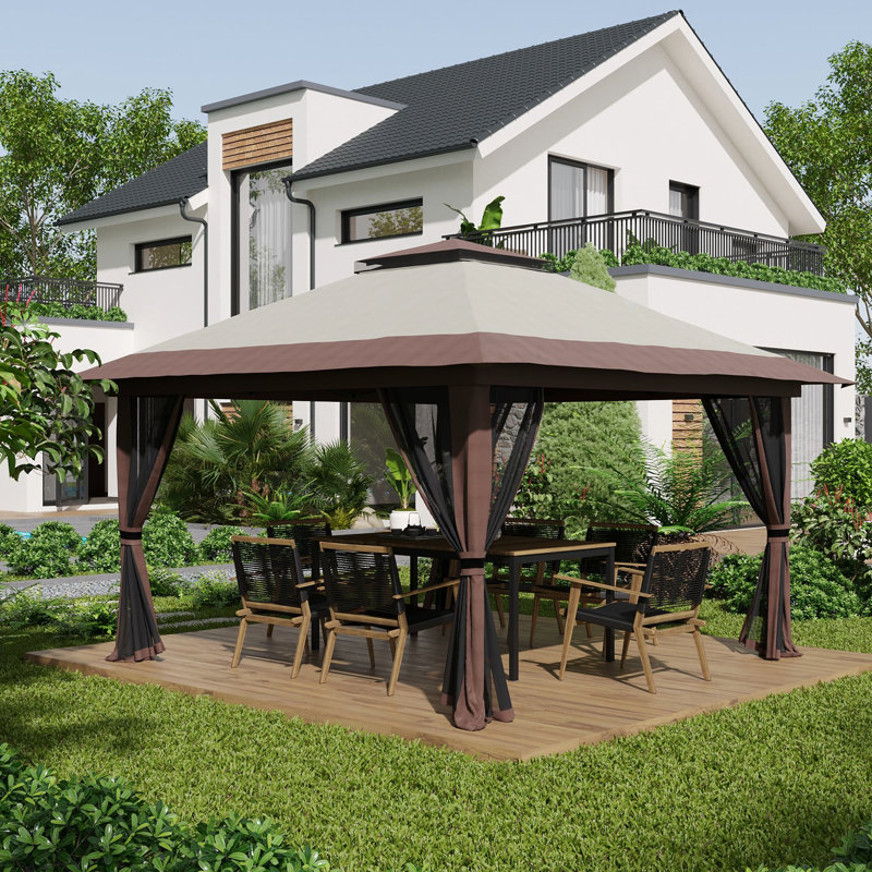 Pavillon de jardin avec moustiquaire de 13 pi x 13 pi Outsunny