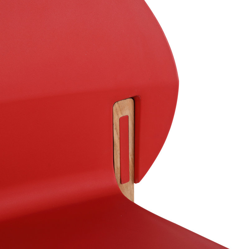 Ensemble de 4 chaises cramoisies d'intérieur, siège adaptable au corps, polypropylène stable, chaise de salon de 4 personnes, pieds en bois de chêne rouge, imperméable et support résistant à la décoloration
