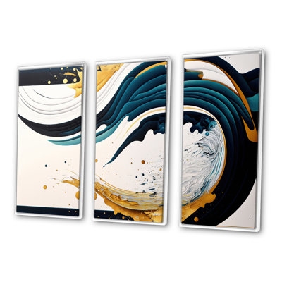«Blue and Gold Modern Art Abstract Paint VI», ensemble d'art mural moderne sur toile