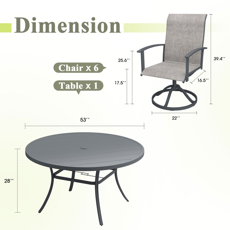 Ensemble de salle à manger rond avec chaises pivotantes 360 °, Gris