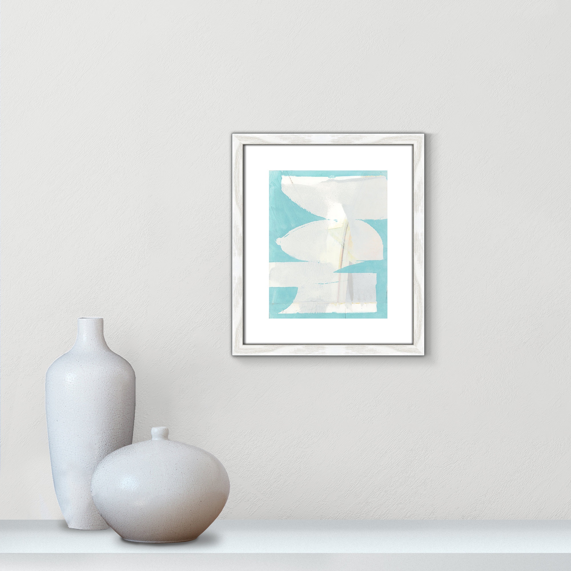 Carve I - Picture Frame Painting Print on Paper, White Framed Paper, 15" H x 13" W x 0.75" D