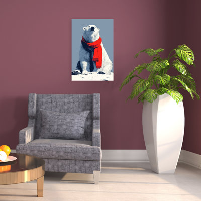 Hiver, ours polaire, écharpe, serein, abstrait, ours contemporain, faune, art mural