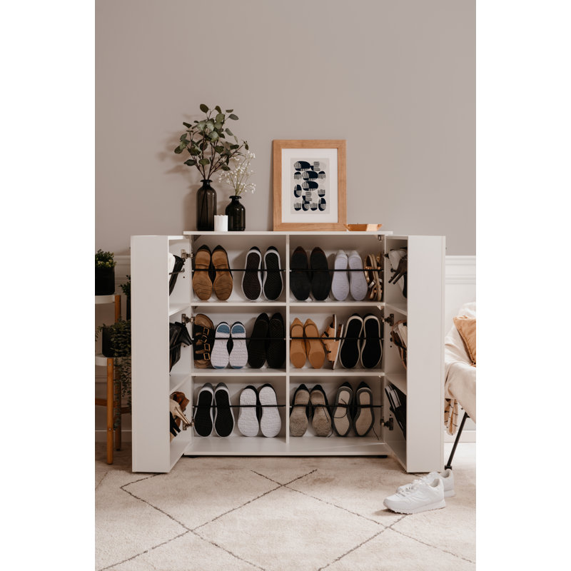 24 Pair Shoe Storage Cabinet, White