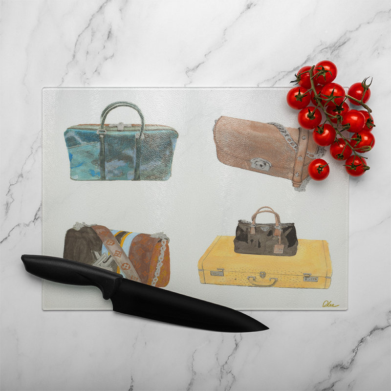 Handbag Collage Glass Chopping Board