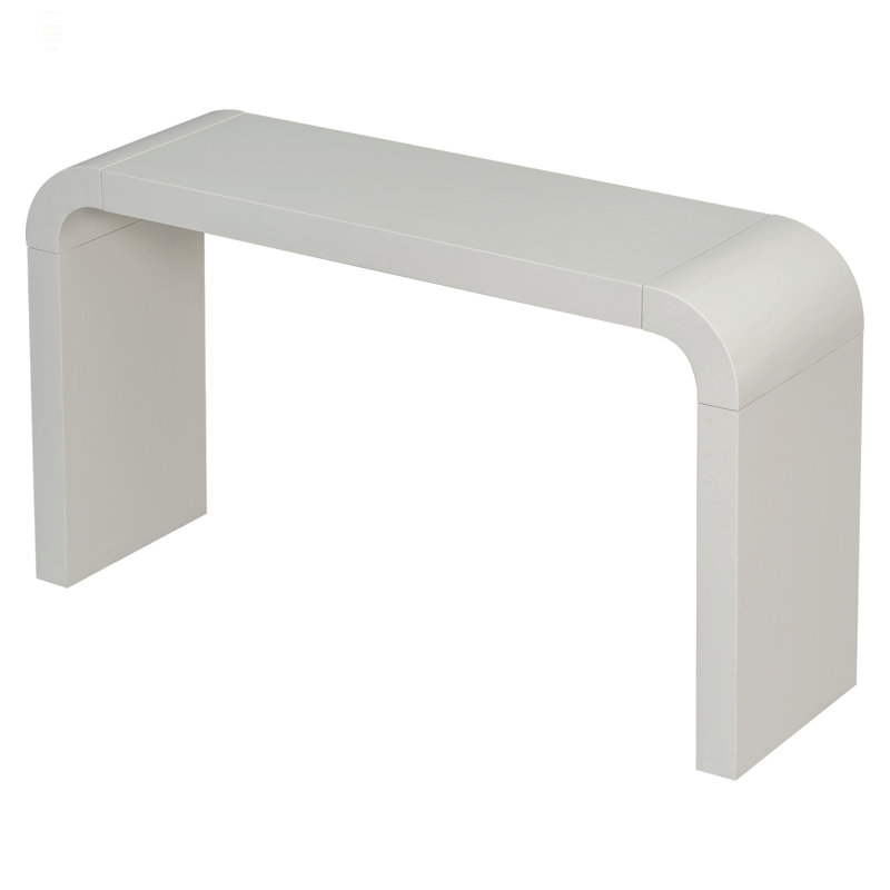 Minimalist Console Table With Elegant Lines And Arc-Shaped Edge, White, 31.7" H x 55.1" W x 15.7" D
