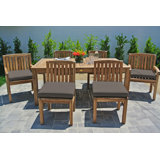 Huntington 7pc Teak Outdoor Dining Set With Sunbrella
