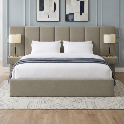 Iokaste Upholstered Lift Storage Bed Frame with Hotel-Style Headboard, Queen Size & King Size Bed Frame, Sprung Slats, Velvet Headboard and Drawers, Gas Lift Hydraulic Support, No Box Spring Needed