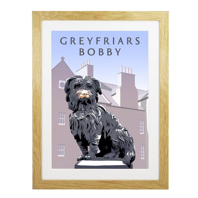 Greyfriars Bobby by Richard O'Neil - Print, 43.5 cm H x 33.5 cm W x 2.2 cm D, Oak Wood Frame