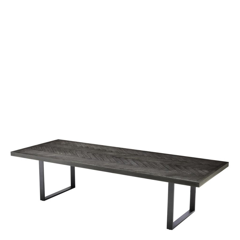 Borghese Solid Oak Dining Table, 45.2756" W x 118.1102" L, Charcoal Oak/Bronze