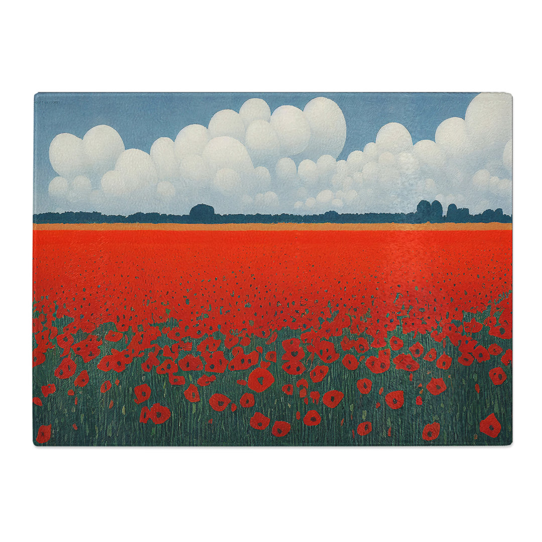 Futuristic Poppy Field Flowers  Glass Chopping Board