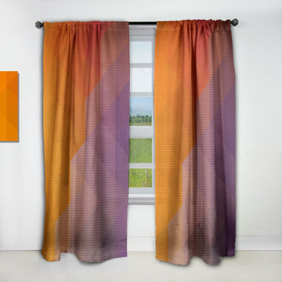 Panneau de rideau occultant à motif géométrique triangulaire pointillé en orange, bleu et brun