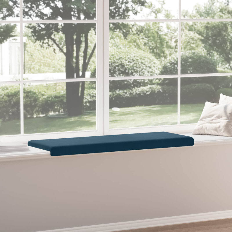  Bench Cushion Velvet Anti Slip Design Clamp Upholstered Window Seat EVA, Blue, 110 cm W x 38 cm D