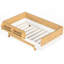 Lit simple au sol avec garde-corps et bibliothèque Montessori, structure de lit en bois massif, blanc et naturel-131202360-131202361