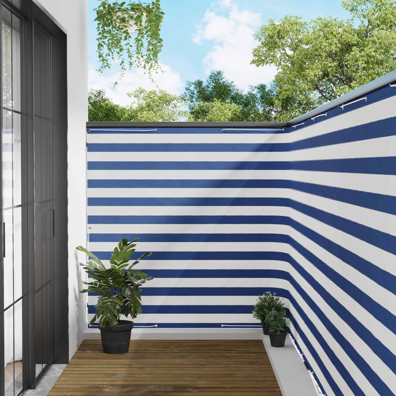 vidaXL Balcony Privacy Screen Fabric with PU Coated Outdoor Garden Terrace, 150cm H x 800cm W x 2cm D, Blue/White