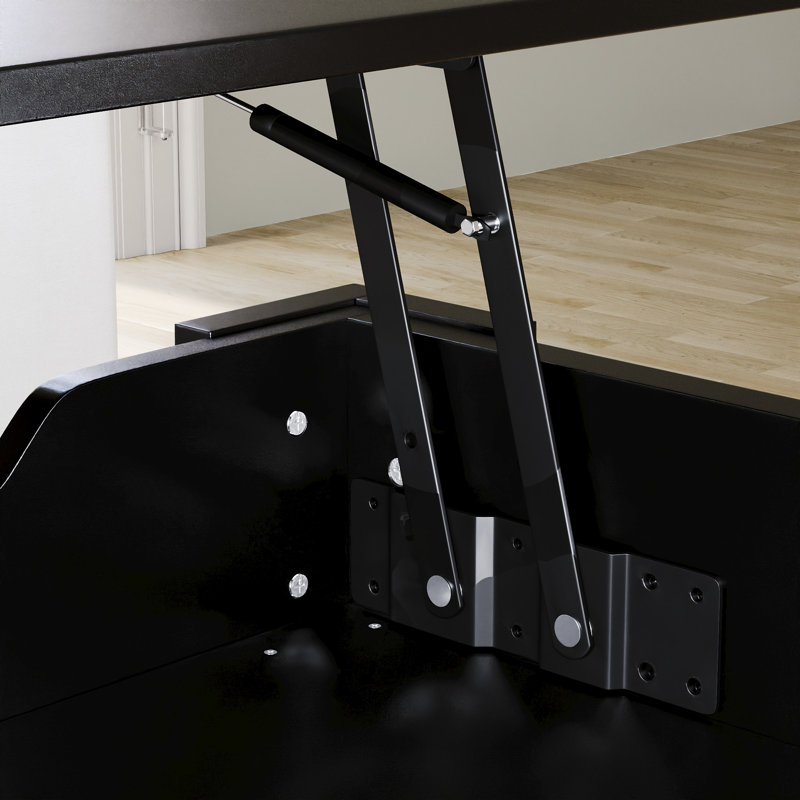 Anavictoria Lift Top Four Leg Coffee Table with Storage, Black, Black