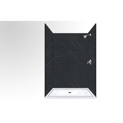 Bordure de panneau de douche en composite à trois parois l 60 po x H 80 po x P 36 po Polymarm - paroi arrière transparente 60 po