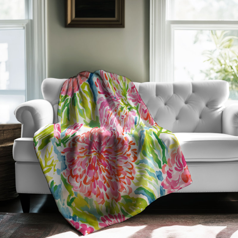Motif de balise maritime - 1 pièce Sherpa Premium, L 50 po x L 60 po, Variété florale chic