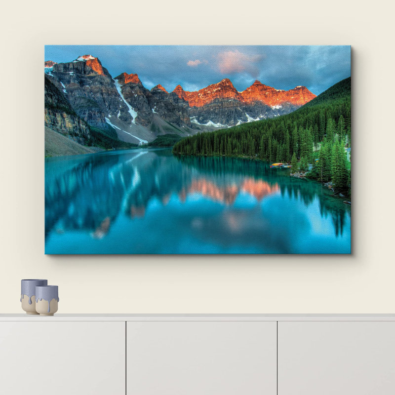 «Tranquil Mountain Lake», art sur toile, Toile tendue, H 12 po x l 18 po