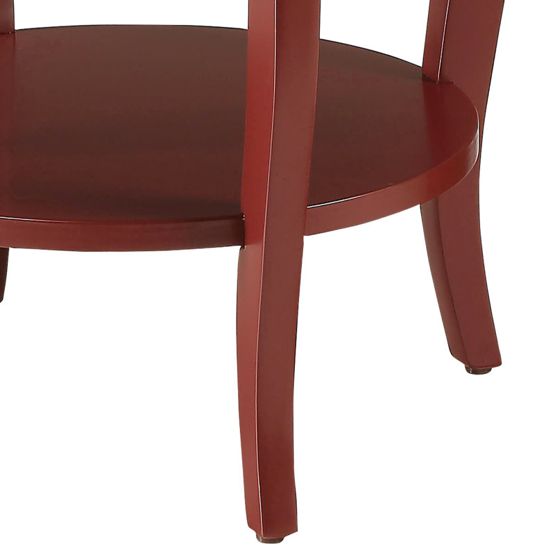 Table d'appoint ronde rouge avec tablette inférieure, Rouge