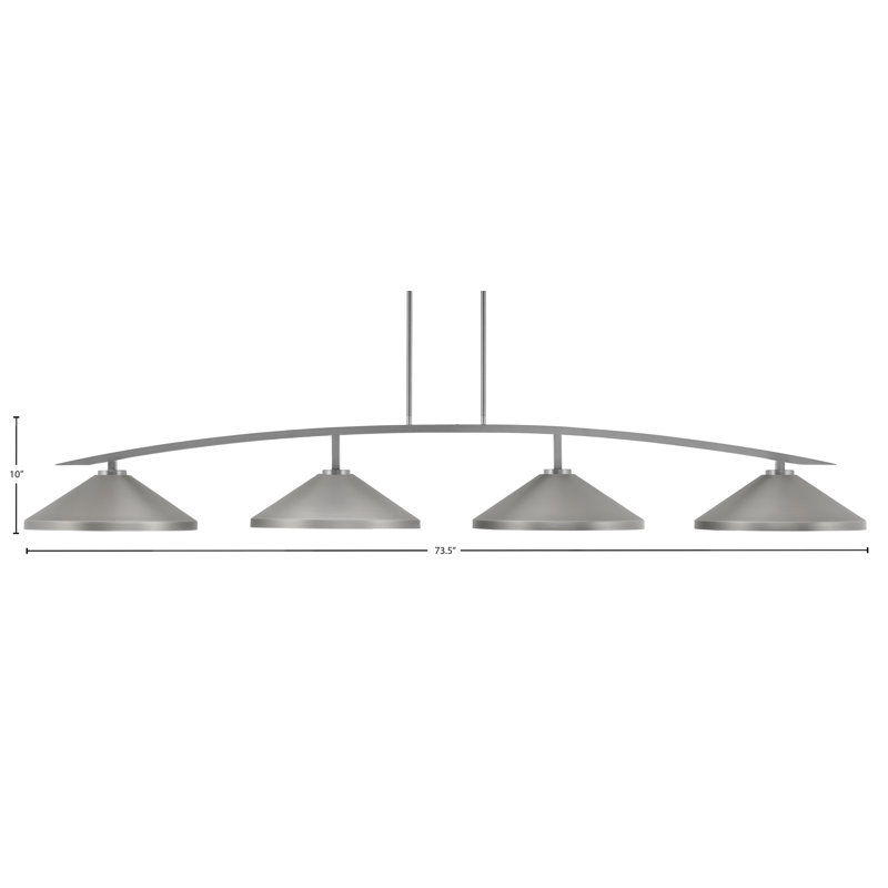Barre d'éclairage à 4 lumières kurve au fini graphite avec abat-jour conique en métal de 14 po