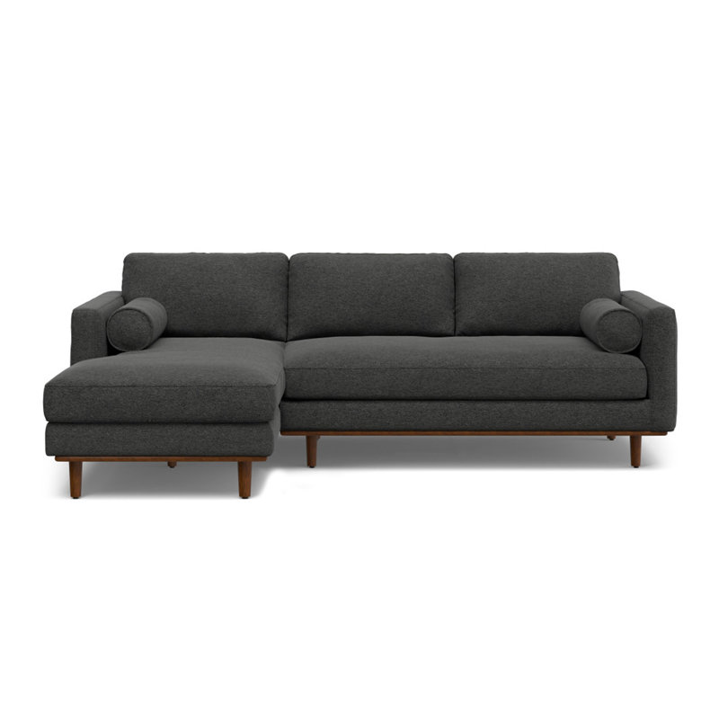 Morrison Left Sectional Sofa, Charcoal Gray Fabric, Left Hand Facing