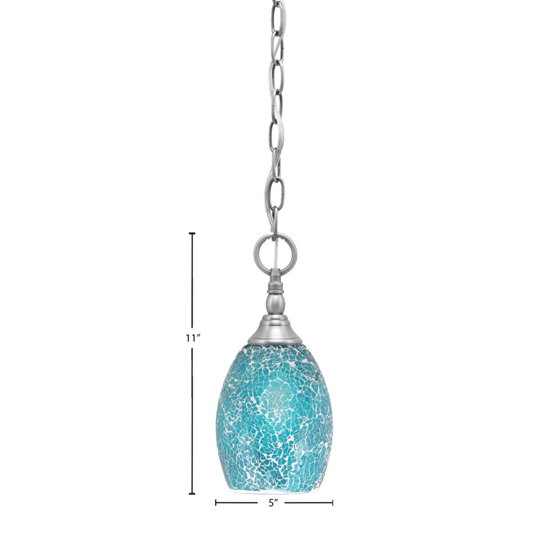 Mini-luminaire suspendu en chaîne avec verre, Nickel brossé
