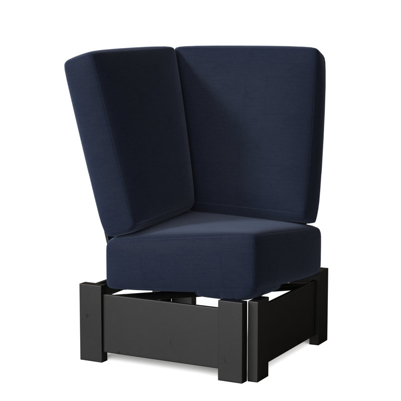 Chaise de patio avec coussins Cherin, Spectre indigo Sunbrella®, Neige texturée