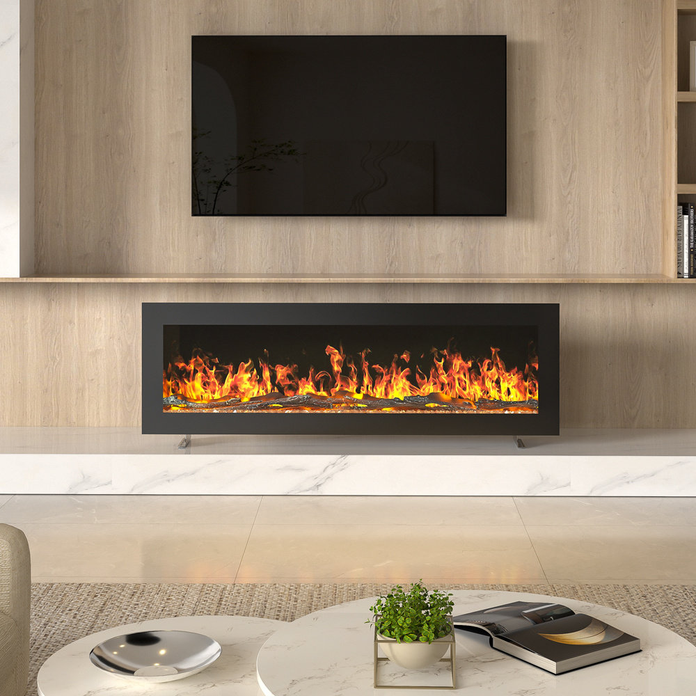 Symple Stuff Electric Fire with Charcoal and Crystal Stones