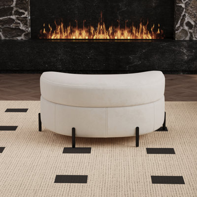33.7" W Upholstered Storage Ottoman With Reversible Top
