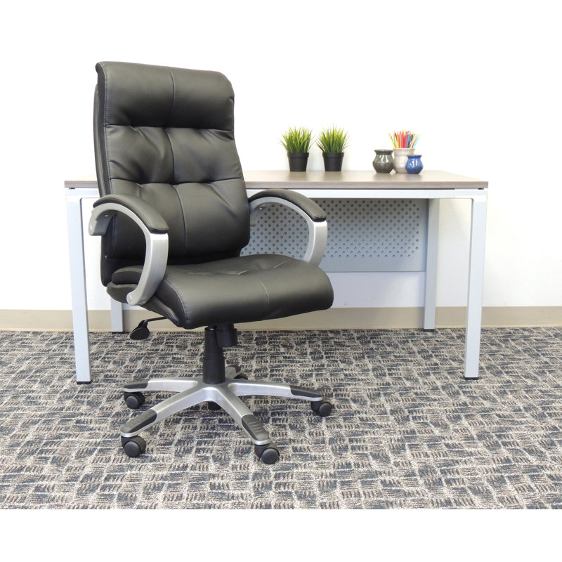 Black High Back Executive Swivel Chair with Fixed Arms