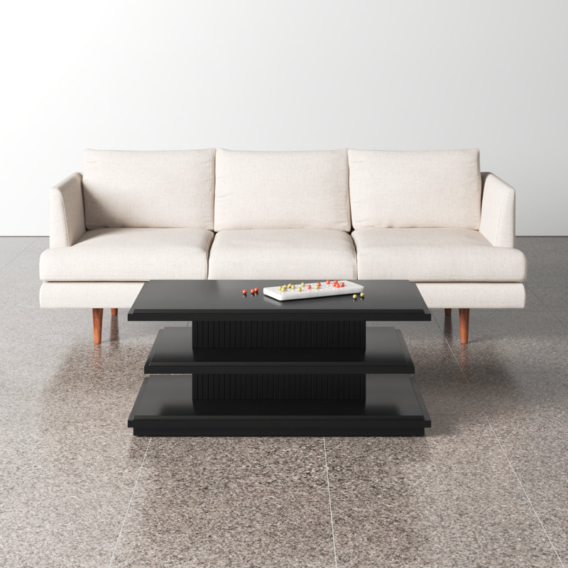 Black Mahogany Three-Tiered Storage Coffee Table