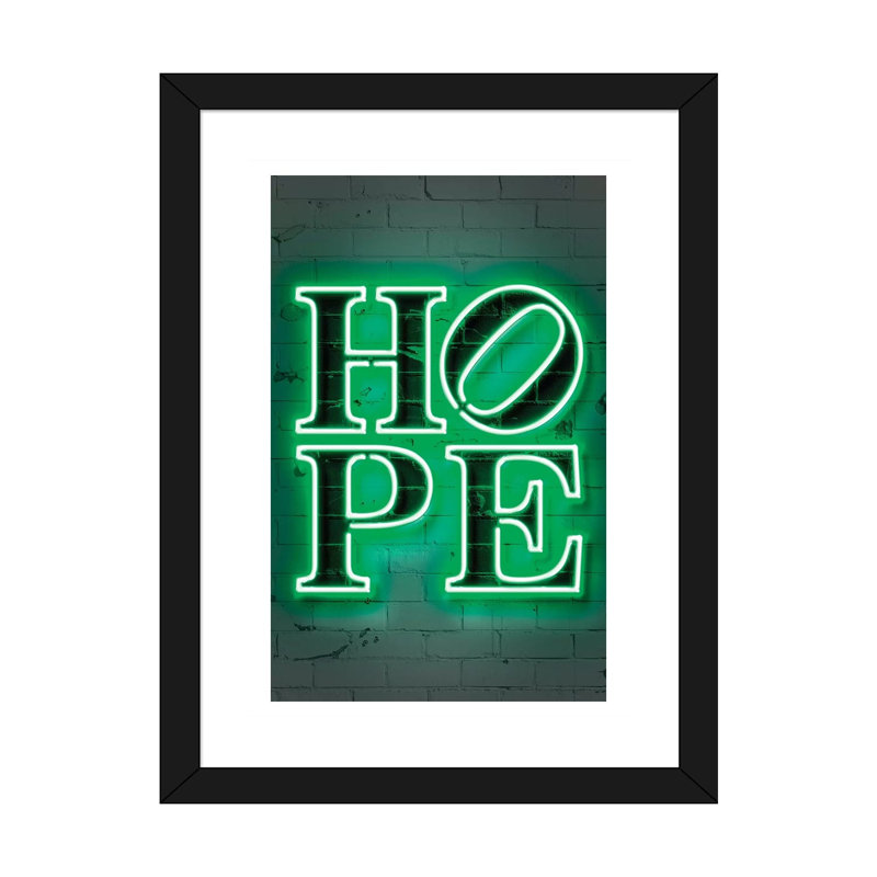 "Hope" par Octavio Mielu-impression d’art textuel, Blanc, H 32 po x l 24 po x P 1 po, Papier encadré noir