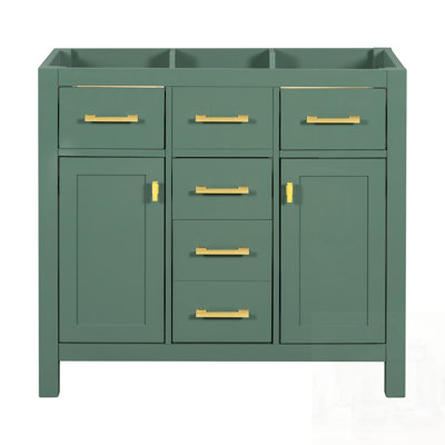 Meuble-lavabo moderne autoportant avec 4 tiroirs et 2 armoires, structure en bois massif, sans lavabo inclus