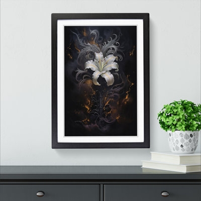 Lily Flower Gothic - Single Picture Frame Print on Wood
