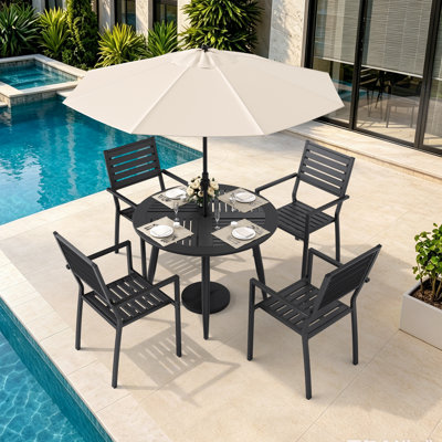 Ensemble repas extérieur en métal pour 4 personnes Devlin (ensemble de 5)