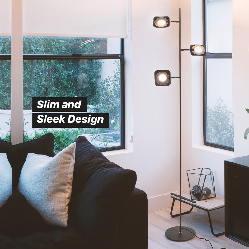 Bronze Touch-Sensitive 60" LED Floor Lamp with 3 Adjustable Heads